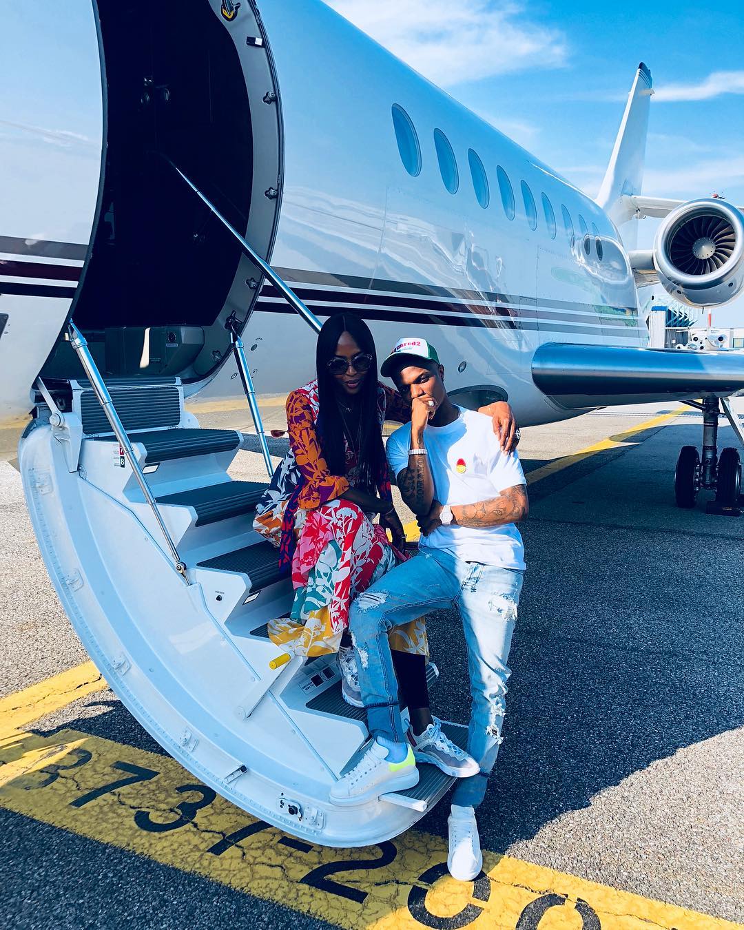 Naomi Campbell Takes Wizkid On Her Private Jet To Italy (Photos) %Post Title