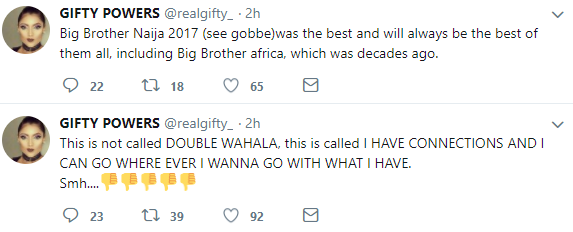 This year’s #BBNaija is supposed to be called ‘I have connection – Gifty